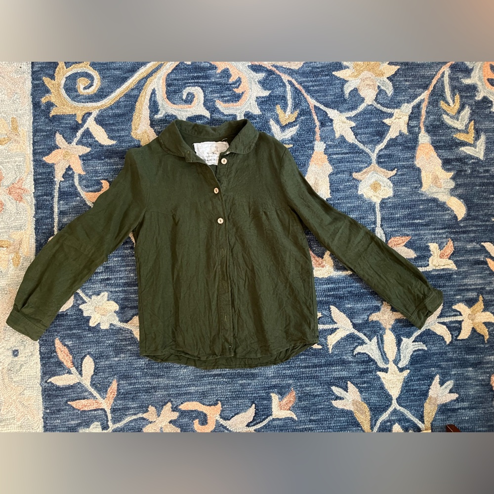 notPERFECTLINEN juniper Green MARLE Linen Shirt - M